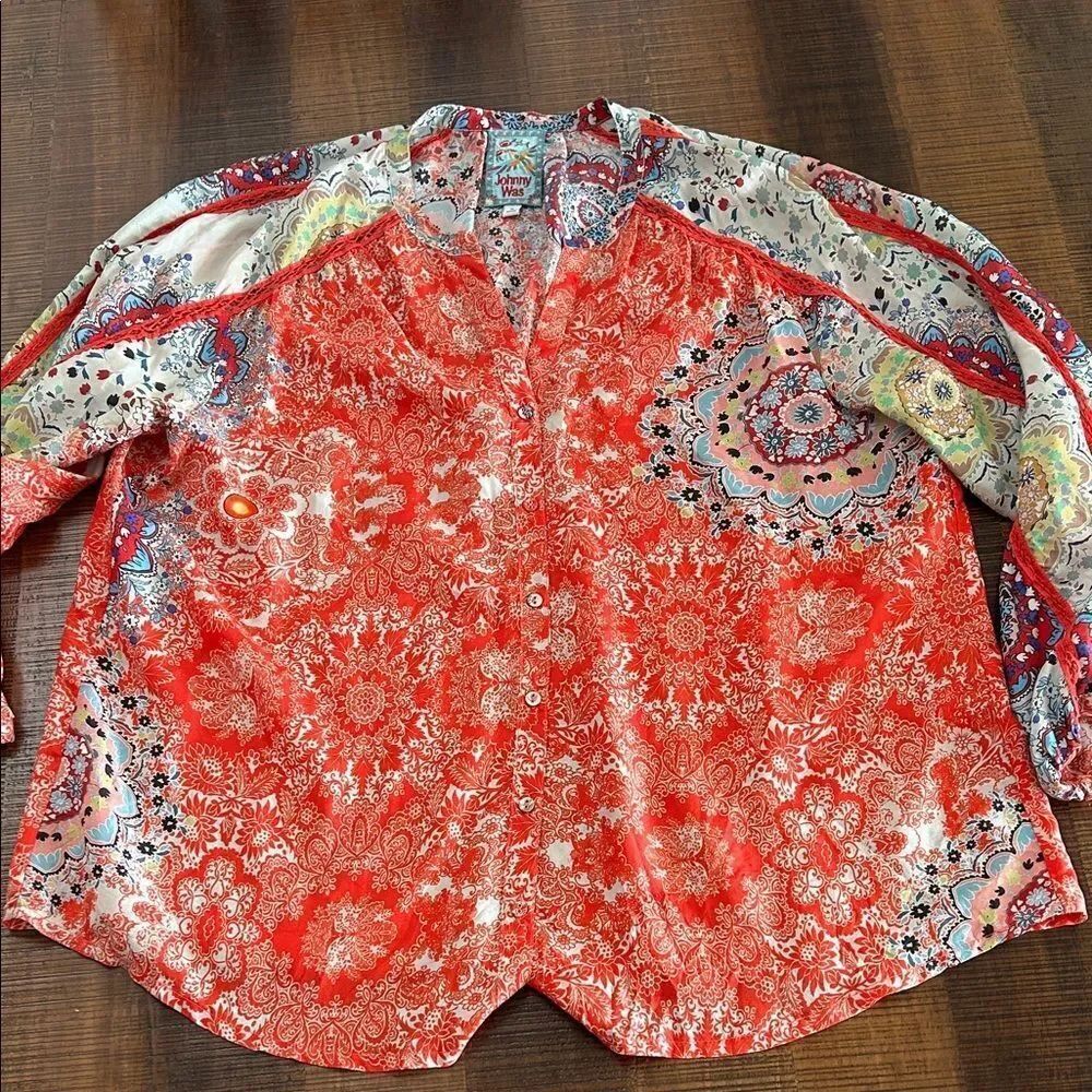 Johnny Was Multicolor Paisley Blouse
